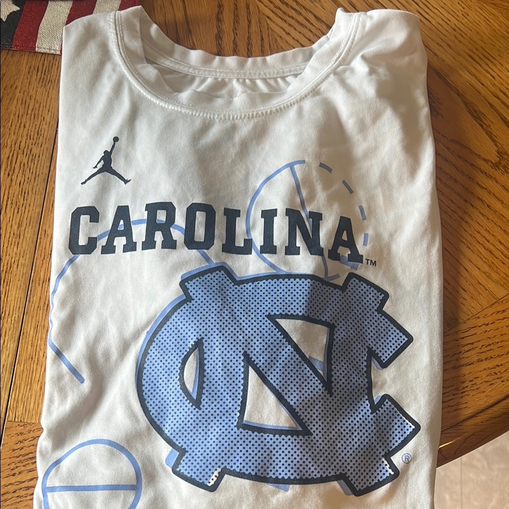 Nike White and Blue Long Sleeve Tee